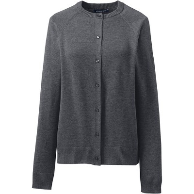 Lands' End School Uniform Women's Cotton Modal Cardigan Sweater - Medium -  Coal Heather