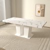 Modern Faux Marble Extendable Dining Table for 6-10, Sleek Dual Pedestal Base, Elegant & Spacious Design for Dining Room-Coolbibila - 3 of 4