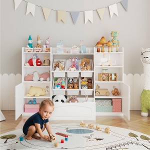 Kids Toy Storage Organizer w/6 Removable Toy Bins & 6 Storage Cubbies, Kids Bookshelf and Toy Storage, Bookcase Storage Cabinet - 1 of 4