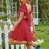 EXLURA Women's 2025 Summer Short Puff Sleeve Casual Short Mini Dresses Tie Back Square Neck A-Line Sundress - 2 of 4