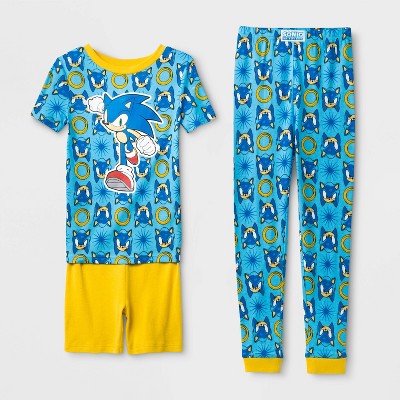 Boys Sonic The Hedgehog Tight Fit 3pc Pajama Set Blue Yellow Target