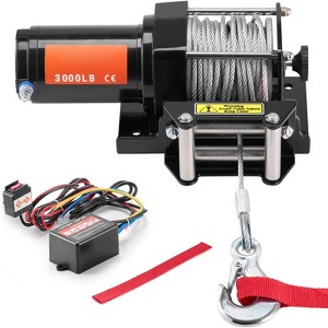 VEVOR Electric Winch,3000 lb Line Pull Capacity,12V DC ATV/UTV Winch with Φ3/16 in x 39 ft 7 Strands Steel Cable Roller Fairlead Wired Remote Control - 1 of 4