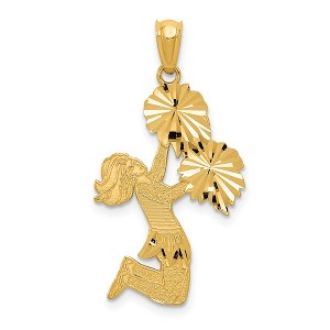 Black Bow Jewelry 14k Yellow Gold Diamond Cut Cheerleader Pendant - 1 of 4