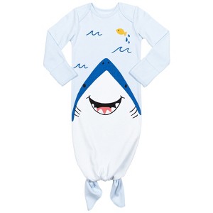 Funstuff Lion Mermaid Shark Milestone Ruler Baby Long Sleeve Swaddle Sleeper Gown Newborn to Infant  - 1 of 4