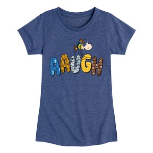 Girls' - Peanuts - Aaugh Pattern Charlie Brown Fitted Short Sleeve Graphic T-Shirt - 1 of 4