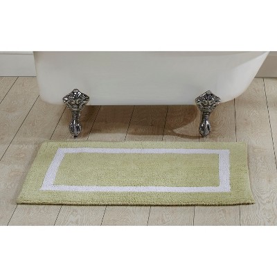 Sage and White Cotton Reversible Bath Rug, 24" x 40"
