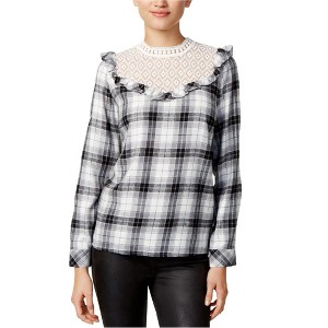 Kensie Womens Lace-Trim Knit Blouse - 1 of 1