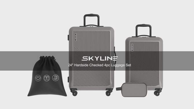 Skyline 24" Hardside Checked 4pc Luggage Set, 2 of 23, play video