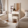 FONTOI 29.2"W/37"W/41"W Makeup Vanity Table Desk with Mirror Left Bedside Cabinet Stool Dresser Set for Woman Bedroom Dressing Room, Black/White - 4 of 4