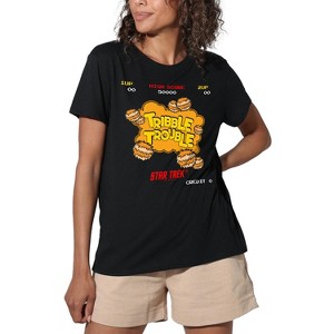 Women's Star Trek Tribble Trouble Loose T-Shirt Black - 1 of 4