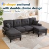 MOONMISS 99"Modern Brushed Linen U Shaped Sofa Couches with Double Chaise,Upholstered 4 Seater Sofa for Living Room,Apartment,Office - 3 of 4