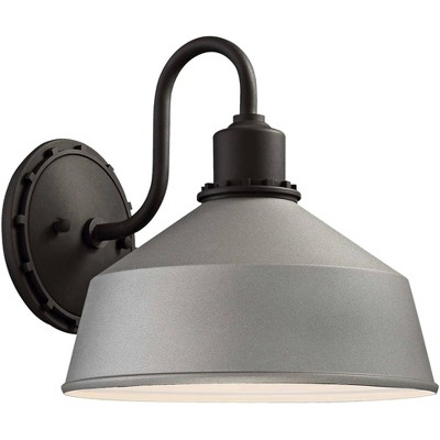 Minka Lavery Farmhouse Outdoor Barn Light Fixture Sand Silver Black Gooseneck Arm 9 3/4" for Post Exterior Deck House Porch Patio