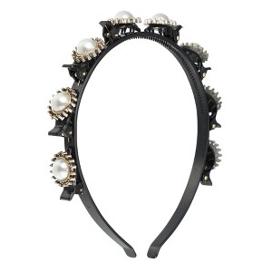 Unique Bargains Women's Fashion Grace Faux Pearl Headband 4.33" ID Gold Tone 1 Pc - 1 of 4