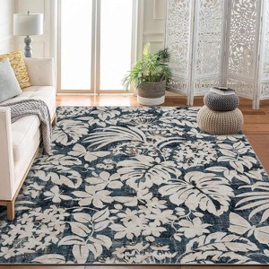 coucheta Multi-size Area Rug with Non-Slip Backing, Botanical Floral Leaf Printed Accent Stain-Resistant Carpet for Living Room, Bedroom, Kitchen - 1 of 4