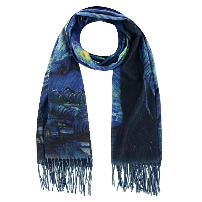 The Magic Scarf Company Women's Reversible Sueded Van Gogh Print Button Shawl, 4 of 6