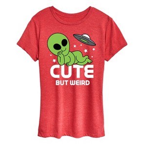 Women's - Instant Message - Alien Cute But Weird Short Sleeve Graphic T-Shirt - 1 of 4