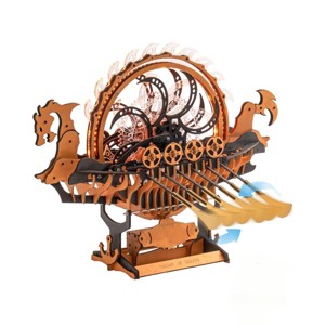 ROBOTIME 3D Puzzles Wooden Dragon Boat Mechanical Gear Model Kit Birthday Gift Toys for Adult Kids, Multicolored, 18.35"*18.14"*14.49" - 1 of 4