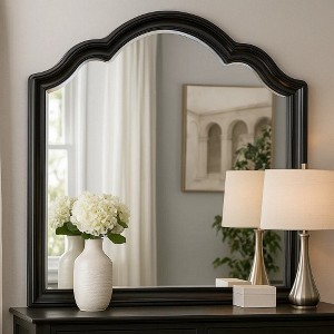 Royal Hampton Dresser Mirror, Beveled Glass, Black Solid Wood Frame, 41x42 - 1 of 4