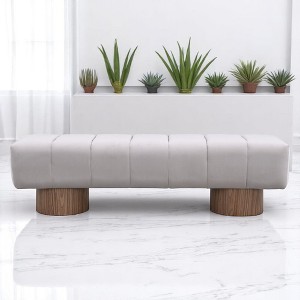 Mshliw 64" Velvet Upholstered Dining Bench with Wood Legs, No-Assembly Entryway Ottoman for Bedroom, End of Bed, 300 LBS Weight Capacity - 1 of 4