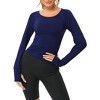 Workout Crop Tops for Women Slim-Fit Athletic Long Sleeve/Short Sleeve Tee Gym Running Yoga Casual Tight Shirts XS-XL - 2 of 4