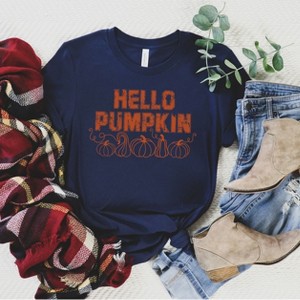 Simply Sage Market Women's Hello Pumpkin Distressed Short Sleeve Graphic Tee - 1 of 2