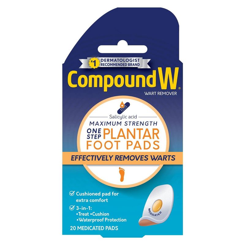 Compound W Maximum Strength One Step Plantar Wart Remover Foot Pads - 20 ct, 1 of 9