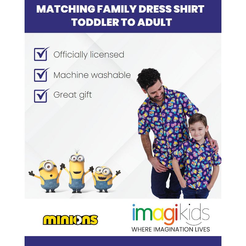 Despicable Me Minions Hawaiian Button Down Dress Shirt Matching Family Toddler to Adult, 5 of 8