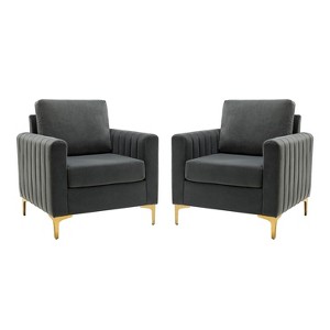 Set of 2 Iapygia Contemporary Tufted Wooden Upholstered Club Chair with Metal Legs for Bedroom Club Chair| ART OF LIVING DESIGNS - 1 of 4