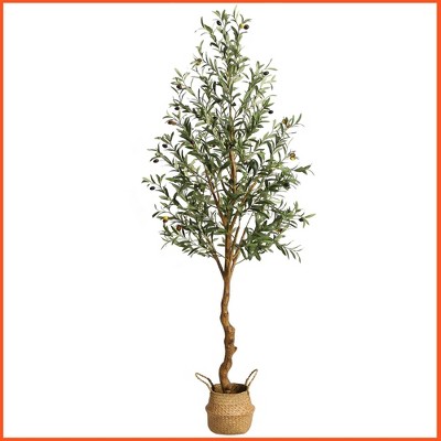 2pcs Artificial Olive Tree 4.25FT(51in) Tall Faux Silk Olive Trees