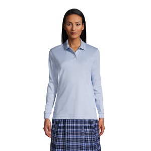 Lands' End School Uniform Women's Long Sleeve Interlock Polo Shirt - 1 of 4