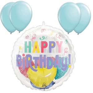 LoonBalloon 20 Inch Pastel Confetti Birthday Balloon with 4 latex balloons- Festive & Fun - 1 of 3