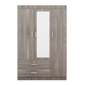TIRAMISUBEST 3-Door Mirror Wardrobe with shelves - Mobile Lateral Filing Cabinet, Locking Wheels, Adjustable Shelf - 1 of 4
