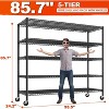 REIBII 85.7"H Storage Shelves 3200LBS 5 Tier Wire Shelving Unit with Wheels 55.5" W - 2 of 3