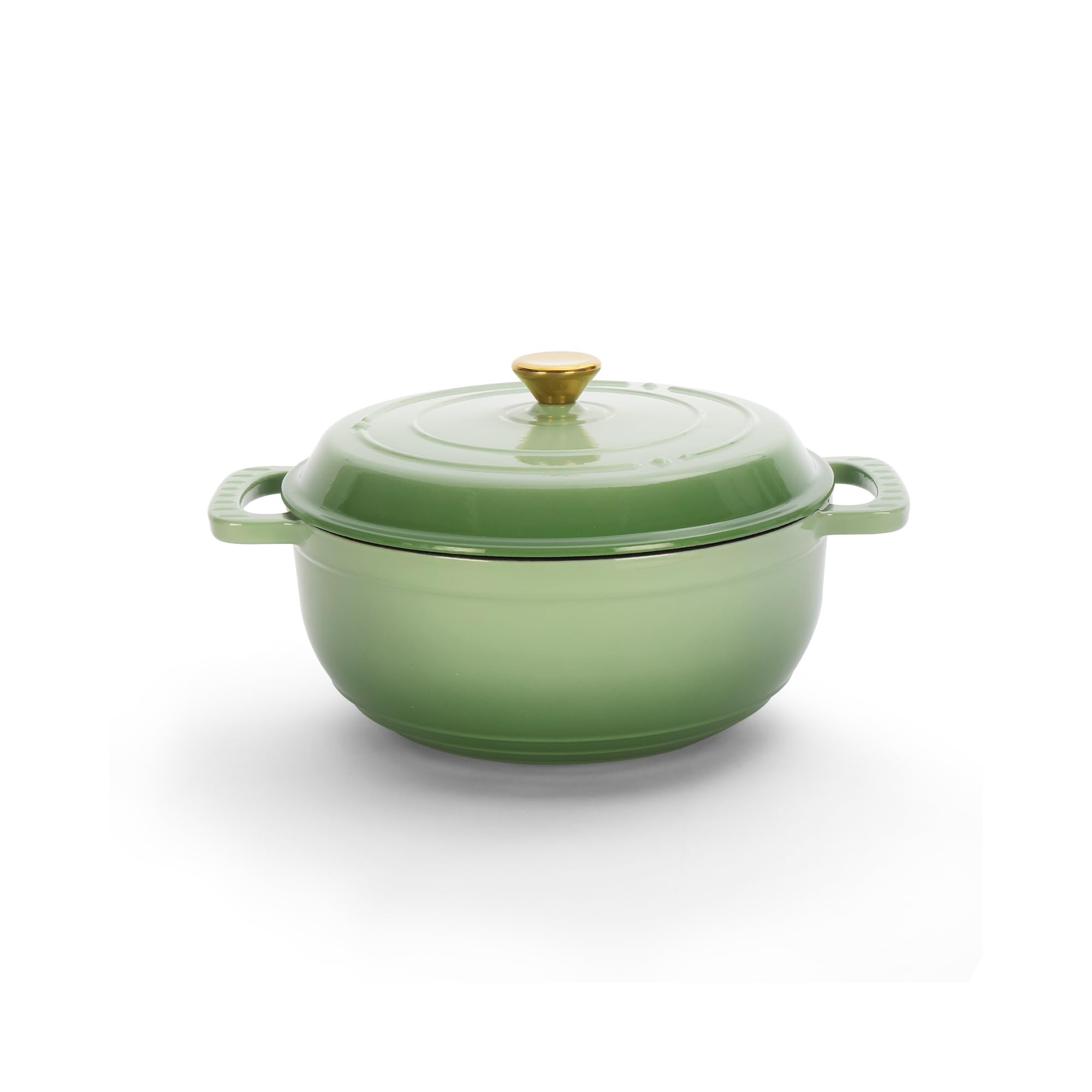 ROVSUN 6 Quart Enameled Cast Iron Dutch Oven with Lid, Dual Handles, Oven Safe up to 500°F or on Stovetop-Green