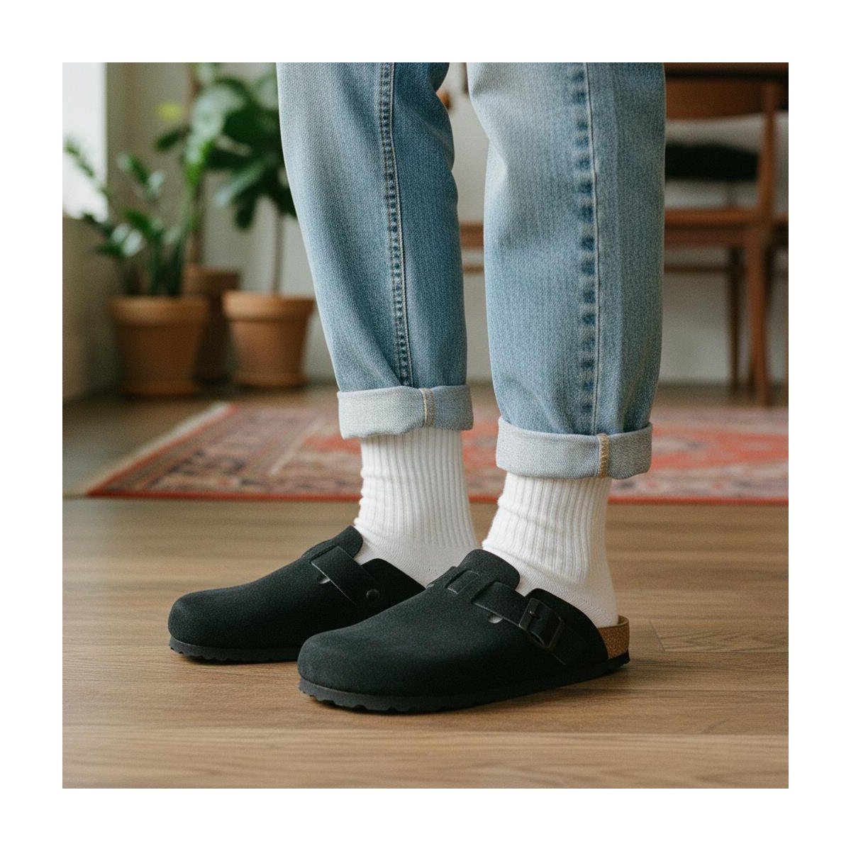 Женские сабо CUSHIONAIRE Hana - Genuine Leather Suede Classic Clog Womens Shoes - Slip On Mule Comfortable Shoes for Women, Black 8 — фото 3