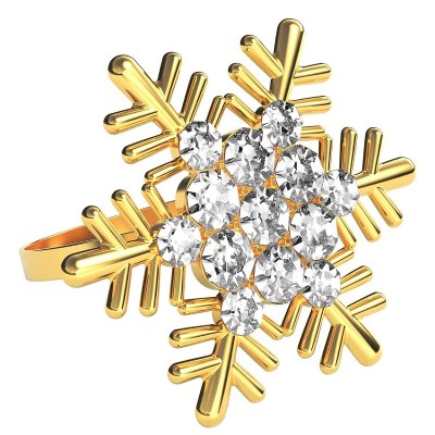 5 PCS Snowflake Christmas Napkin Ring Napkin Buckle Table Decoration for Christmas Thanksgiving Party(Gold)