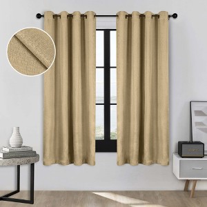 Classic Linen Design Room Darkening Semi-Blackout Curtains, Set of 2 by Blue Nile Mills - 1 of 4