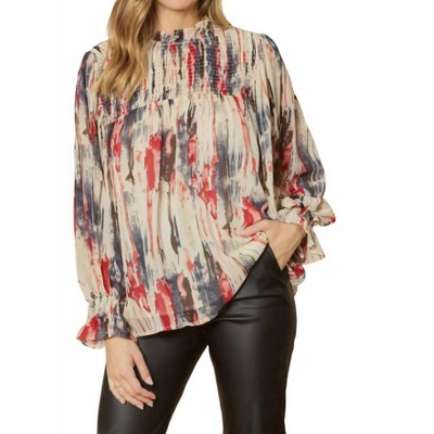 Women's Abstract Bubble Sleeve Blouse - entro