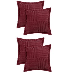 Unique Bargains 4 Pcs Solid Wide Bordered Corduroy Striped Throw Pillow Covers for Home Decorations - 1 of 4