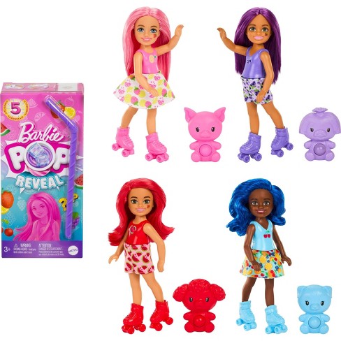 Barbie Pop Reveal Fruit Series Strawberry Lemonade Doll, 8 Surprises  Include Pet, Slime, Scent & Color Change