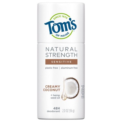 Tom's of Maine Natural Strength Plastic-Free Deodorant with Hemp Seed Oil, Creamy Coconut - 2oz
