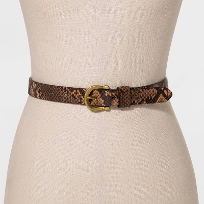 Women's White with Black Dots Printed Belt Merona Skinny Gold Accents XS-XL 