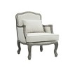 29" Tania Accent Chair Cream Linen Brown Finish - Acme Furniture: French Cabriole, Nailhead Trim, No Assembly Required - image 2 of 4