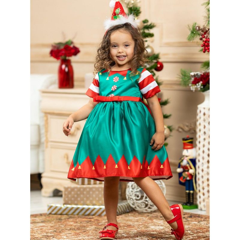 Girls Cutest Elf On A Shelf Holiday Party Dress - Mia Belle Girls, 5 of 6