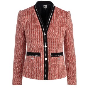 Anne Klein Womens Tweed Cardigan Three Button Blazer Jacket - 1 of 1