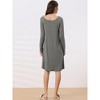 cheibear Womens Casual Round Neck Maternity Long Sleeve Loungewear Dress with Pockets - 3 of 4