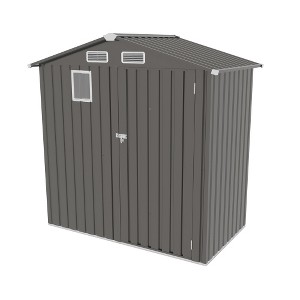 Ridstar 73.23 in.W Compact Outdoor Metal Storage Shed with Gable Roof, Clear Windows & Lockable Door-Gray - 1 of 4