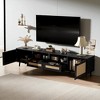 Rattan TV Stand for 85-Inch TVs, 78.74" Media Console with Storage Cabinets, Open Shelves, Solid Wood Feet & Cable Management - 2 of 4