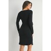 Hello Miz Women's V Neck Ribbed Knit Tie-Front Maternity Dress - 4 of 4