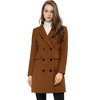Allegra K Women's Elegant Notched Lapel Double Breasted Long Sleeve Winter Overcoat - 2 of 4
